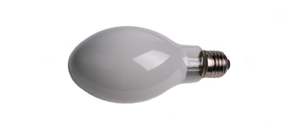Philips SON 50W E27I met interne ontsteker herkenbaar door driehoek met I erin op de lamp
